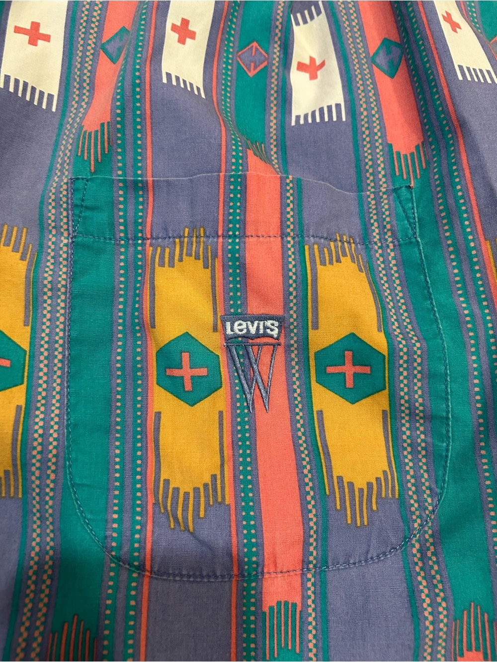 Vintage Levi's Western Shirt Southwestern Aztec Pattern Button Down Top M - Picture 4 of 9